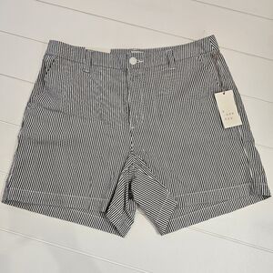 A New Day Chino Shorts Women's Size 12 Blue Stripes Stretch Summer Lightweight